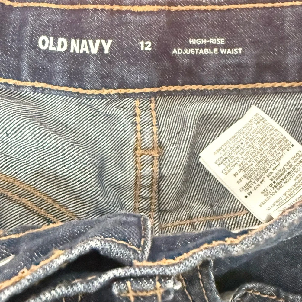 Old Navy Girls Denim Shorts High Rise Adjustable Waist Frayed Hem 12